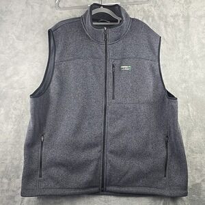 LL Bean Sweater Fleece Vest Men 3XL XXXL Slightly Fitted Gray Full Zip Outdoor